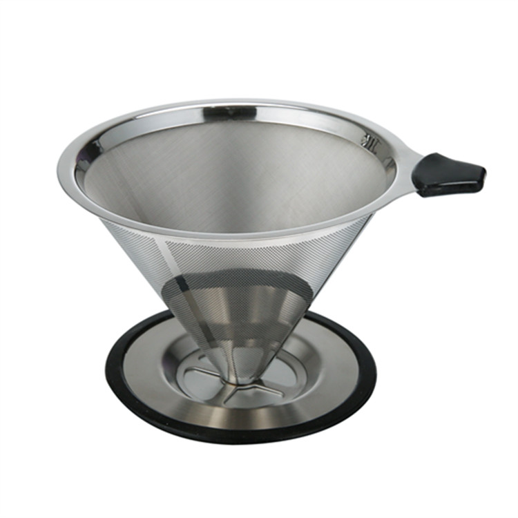 Paperless Reusable Stainless Steel Pour Over Coffee Filter Cone Coffee Dripper With Removable Cup